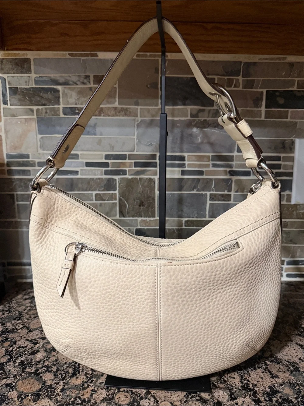 Coach Cream Pebbled Leather Hobo Bag